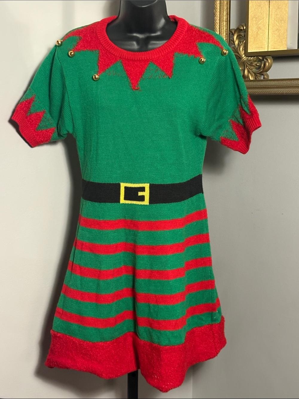 Vigoss Large Holiday Elf Costume Dress Green & Red